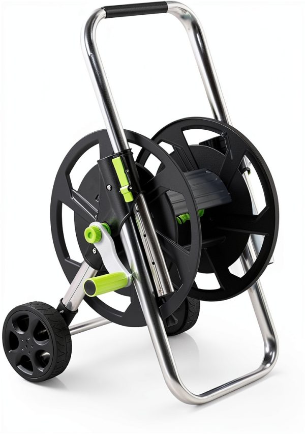 YESTAR Garden Hose Reel Cart Black Aluminum Wall Mount-0
