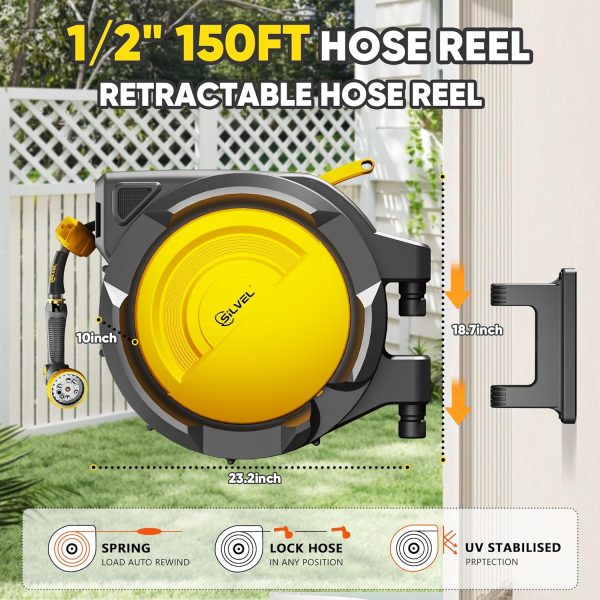 SILVEL Retractable Garden Hose Reel Wall Mount Automatic-3