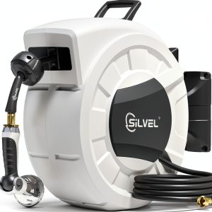 SILVEL Retractable Hose Reel Automatic Wall Mount Light Grey-0