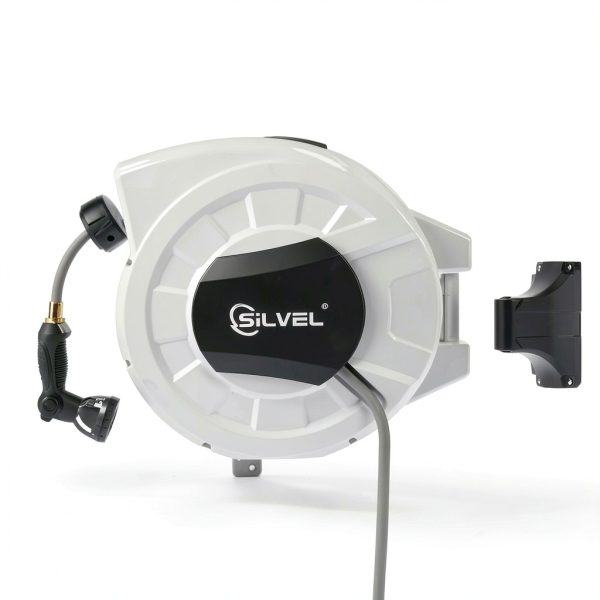 SILVEL Retractable Hose Reel Automatic Wall Mount Light Grey-4