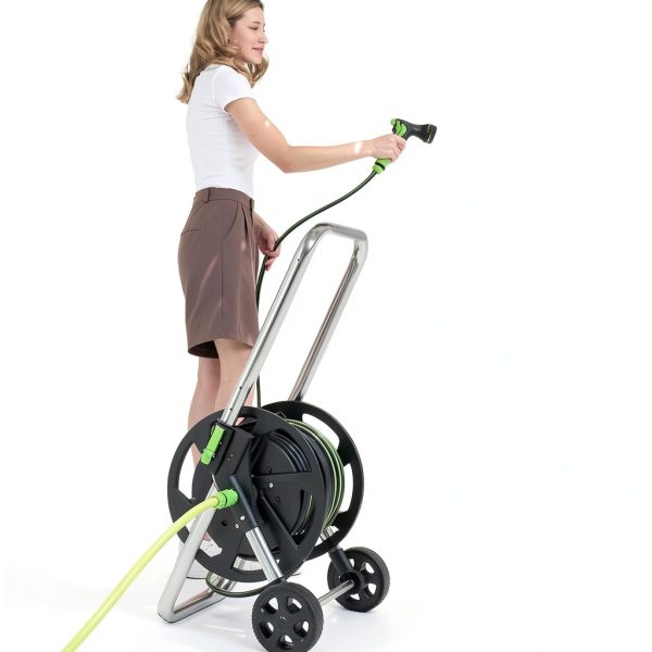 YESTAR Garden Hose Reel Cart Black Aluminum Wall Mount-1