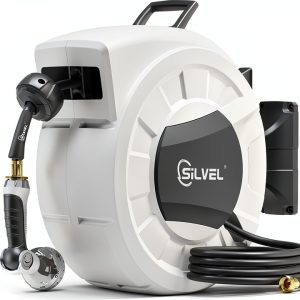 SILVEL Retractable Hose Reel Automatic Wall Mount Light Grey-0