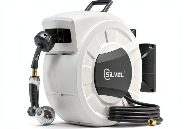 SILVEL Retractable Hose Reel Automatic Wall Mount Light Grey-0
