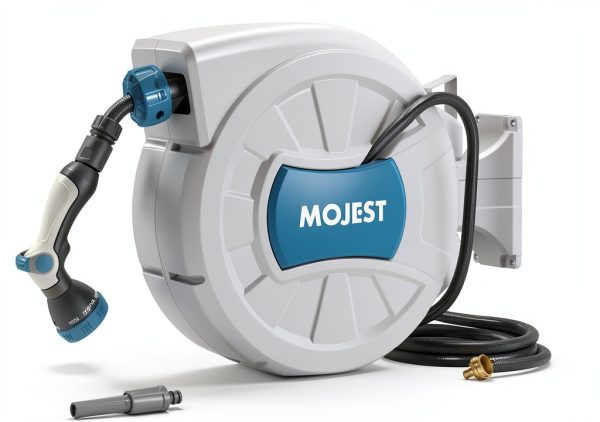 Mojest Garden Hose Reel Auto Rewind Wall Mount Light Gray-0