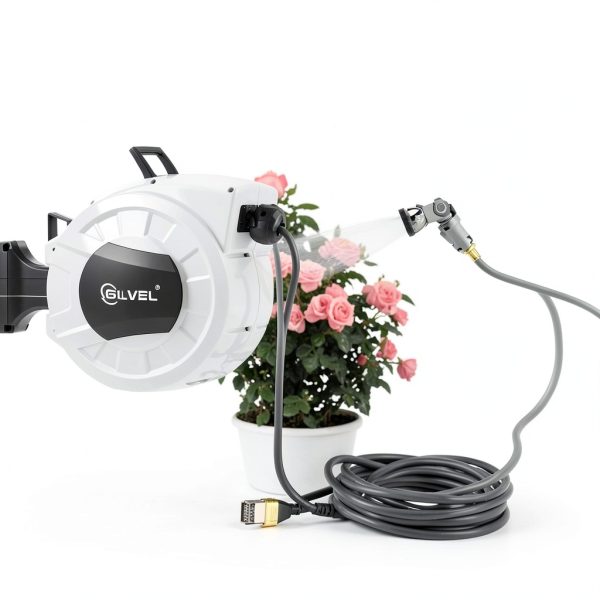 SILVEL Retractable Hose Reel Automatic Wall Mount Light Grey-1