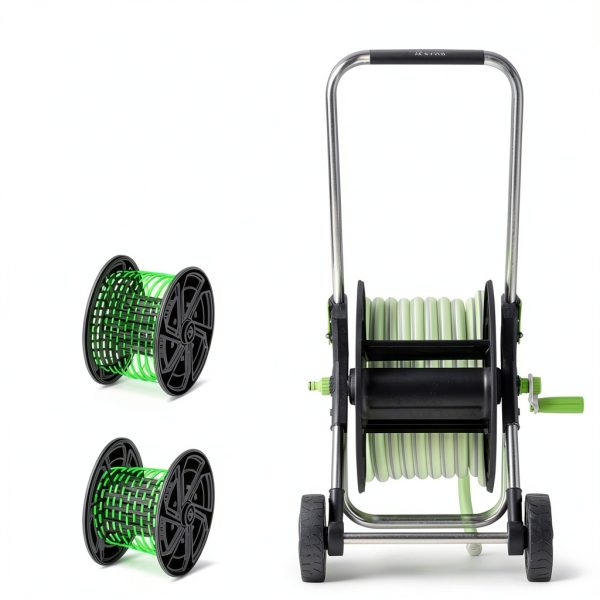 YESTAR Garden Hose Reel Cart Black Aluminum Wall Mount-3
